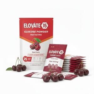 Fast Acting Glucose Powder Packets, Black Cherry, Quick Dissolve 15g Pure, 25 Pk